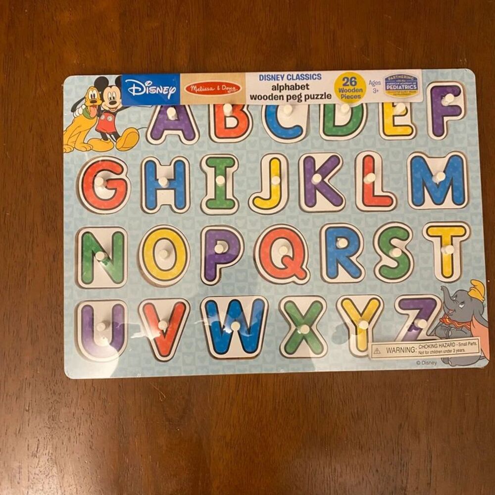 Melissa & Doug Disney Classics Wooden Alphabet Peg Puzzle